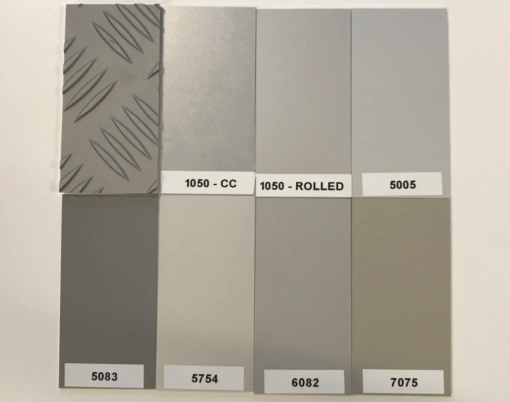 Different aluminium alloys anodised the same way